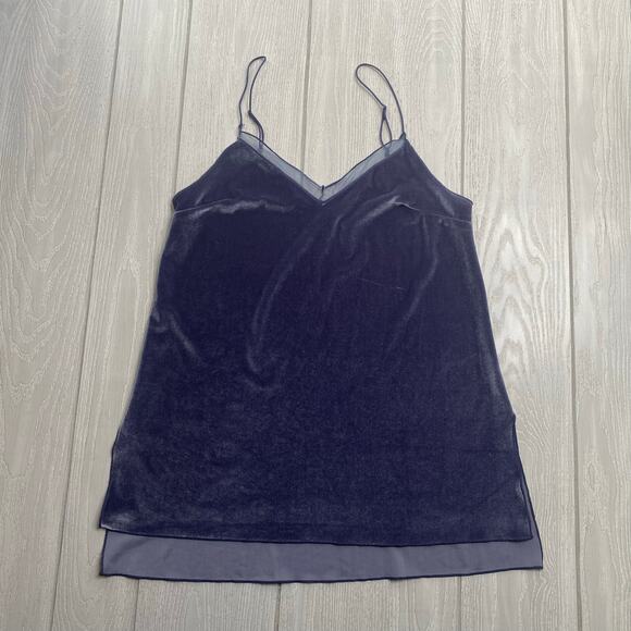 FREE PEOPLE WOMEN'S BLUE VELVET VELOUR CAMISOLE SIZE SMALL - Picture 1 of 8